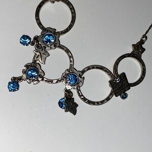 VTG Pilgrim Danish Design Silver Plated Featuring Multiple Blue Crystals & Leafs